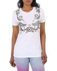 Roberto Cavalli - Ladies Optical Bandana Embellished T-Shirt, Brand Size 40 (Us - Lyst
