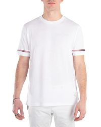 Thom Browne - Lightweight Striped Cuff Cotton T-Shirt, Brand Size 1 - Lyst