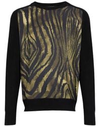 Roberto Cavalli - Freedom-Print Panelled Wool Sweater - Lyst