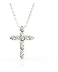 Brilliant Diamond - 1 Carat Lab Grown Diamond Cross Pendant Necklace - Lyst