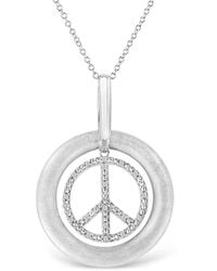 Haus of Brilliance - Matte Finish .925 Sterling Silver Diamond Accent Dancing Peace Sign 18'' Pendant Necklace - Lyst