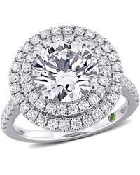 Created Forever - 3 7/8Ct Tdw Lab-Created Diamond And Tsavorite Accent Halo Ring - Lyst