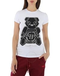 Philipp Plein - Sketched Teddy Bear Cotton Jersey T-shirt - Lyst