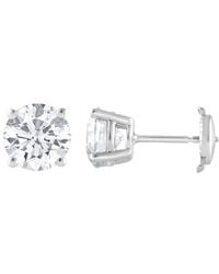 Brilliant Diamond - 14Kt 3.00 Carat Round Cut Lab Grown Diamond Stud Earrings For - Lyst