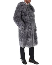 Burberry - Faux Fur Duffle Coat With Ear-detail Hood Tempest Grey - Lyst