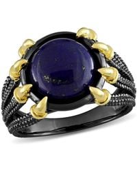 Amour - 6 Ct Tgw Lapis Fashion Ring Rhodium Plated - Lyst