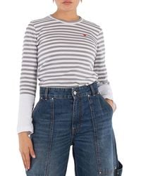 Comme des Garçons - Cdg Play Horizontal-Stripe Heart Emblem Long-Sleeve T-Shirt - Lyst