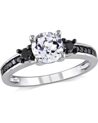 Amour - 1/3 Ct Tw Diamond And Created Sapphire Engagement Ring - Lyst