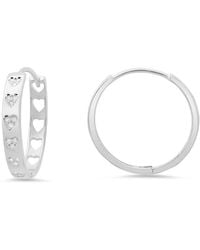 Kylie Harper - Sterling 25Mm Bezel Inlay Cz Heart Hoop Earrings - Lyst