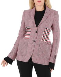 Burberry - Ainslee Bright Knit Panel Houndstooth Check Wool Jacket - Lyst