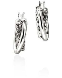 John Hardy - Jh Essential Crossover Hoop Earring, Sterling, 14.5Mm Eb98713 - Lyst