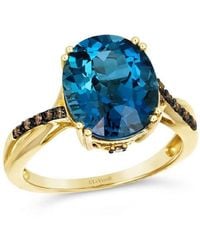 Le Vian - 14K 5.07 Ct. Tw. Diamond & Deep Sea Topaz Cocktail Ring - Lyst