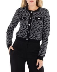 Michael Kors - Long Sleeved Monogram Pattern Cardigan - Lyst