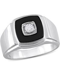 Amour - 2 1/3 Ct Tgw Square Onyx And 1/6 Ct Tw Diamond Ring - Lyst