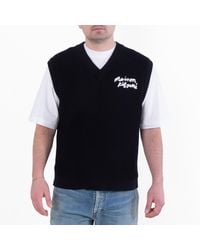 Maison Kitsuné - Handwriting Embroidery Ribbed Knit Vest - Lyst