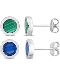 Amour - 2-Piece Set 1 1/4Ct Tgw Agate And Malachite Round Stud Earrings - Lyst