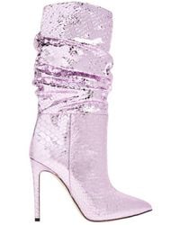 Paris Texas - Python-Embossed Slouchy Stiletto Boots - Lyst