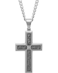 Robert Alton - 02 Ctw Stainless Steel And Carbon Fiber Diamond Cross Pendant - Lyst