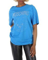 Moschino - Crystal Teddy Bear Oversize Cotton T-shirt - Lyst