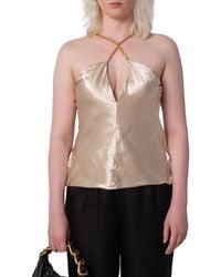 Ferragamo - Twisted-Strap Satin Top, Brand Size 38 Us - Lyst