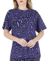 Moschino - Oversized Moire Effect Zebra-Print Cotton T-Shirt - Lyst