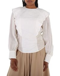 Chloé - Ladies Iconic Milk Flouncy Scallop Embroidered Shirt, Brand Size 36 (Us - Lyst