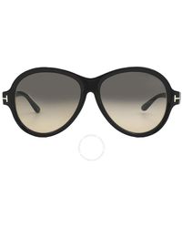 Tom Ford - Camryn Smoke Gradient Oval Sunglasses Ft1033 01b 59 - Lyst
