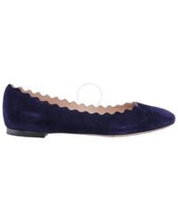 Chloé - Lauren Scallop-Trim Suede Ballet Flats, Brand Size 36 Us - Lyst