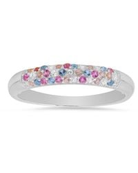 Kylie Harper - Sterling Petite Pastel Multi-Color Pave Cz Band Ring - Lyst