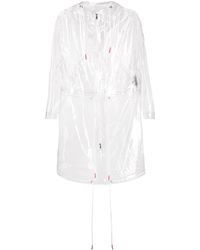 Moncler White Drawstring Details Midi Raincoat