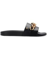 Versace - Medusa Chain Leather Slides - Lyst