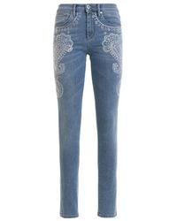 Roberto Cavalli - Bandana Embroidered Skinny Jeans, Brand Size 40 Us - Lyst