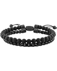 Robert Alton - Stainless Steel Matte Onyx Bead Bolo Bracelet - Lyst