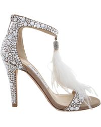 Jimmy Choo - Viola 100 Mm Feather Tassel Cocktail Sandals, Brand Size 34.5 Us - Lyst