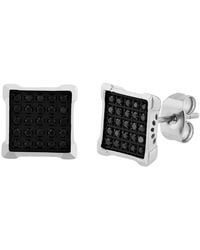 Robert Alton - 1/4Ctw Diamond Stainless Steel Square Stud Earrings - Lyst