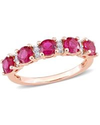 Amour - 1 5/8 Ct Tgw Created Ruby And Created Sapphire Semi-Eternity Ring - Lyst