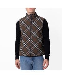 Burberry - Check Print Padded Gilet - Lyst