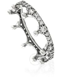 PANDORA - Sterling Clear Sparkling Crown Ring, Size 54 (Us 7) - Lyst