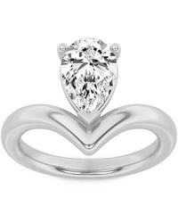 Mure And Co - 1.5Ctw Pear Shaped Lab Grown Diamond (F/Vs) Chevron Solitaire Engagement Ring - Lyst
