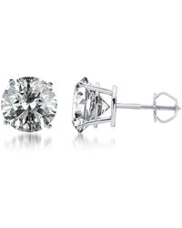 Brilliant Diamond - 4.50 Carat Prong Set 14K Round-Cut Lab Grown Diamond Stud Earring - Lyst
