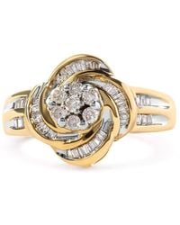 Haus of Brilliance - 10K 1/2 Cttw Round And Baguette Diamond Flower Swirl Cocktail Ring (I-J Color, Si2-I1 Clarity) - Lyst
