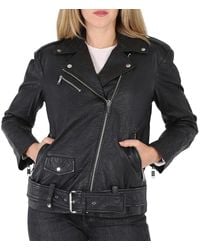 Michael Kors - Textured Leather Moto Jacket - Lyst