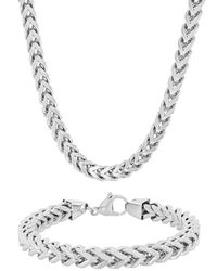 Robert Alton - Polished Stainless Steel Chain And Bracelet Set For - Lyst