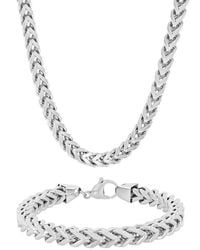 Robert Alton - Polished Stainless Steel Chain And Bracelet Set For - Lyst