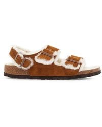 Birkenstock - Ladies Mink Milano Suede Shearling Sandals, Brand Size 35 Us - Lyst