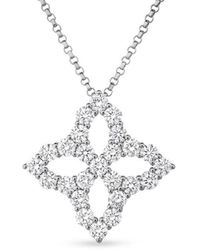 Roberto Coin - 18K Diamond Princess Outline Large Flower Necklace - Lyst