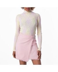 Burberry - Argyle Cotton Silk Turtleneck Sweater - Lyst