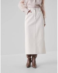 Brunello Cucinelli - Off Straight Cotton Skirt, Brand Size 42 (Us - Lyst