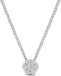 Created Forever - 1/4 Ct Tw Lab-Grown Floral Cluster Pendant With Chain - Lyst