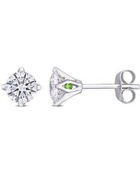 Created Forever - 1Ct Tdw Lab-Created Diamond And Tsavorite Accent Solitaire Stud Earrings - Lyst